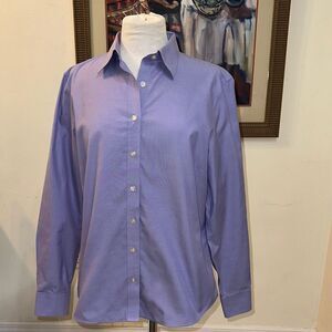 Lands End Women’s Lavender No Iron Pinpoint Oxford Size 12